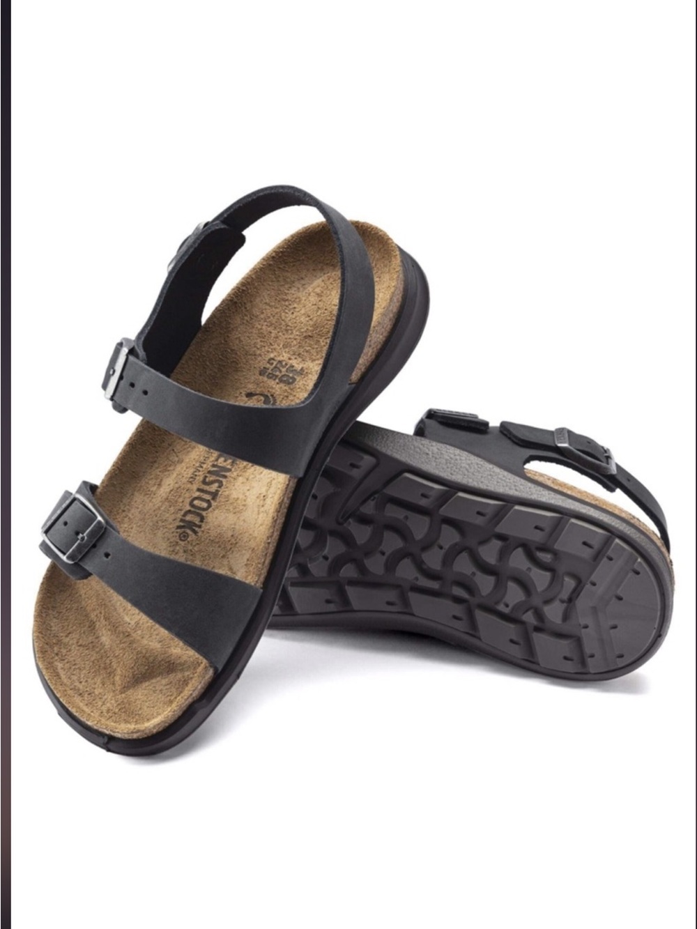 Birkenstock black Sonora oiled leather sandals like new in box 37/6-6.5
